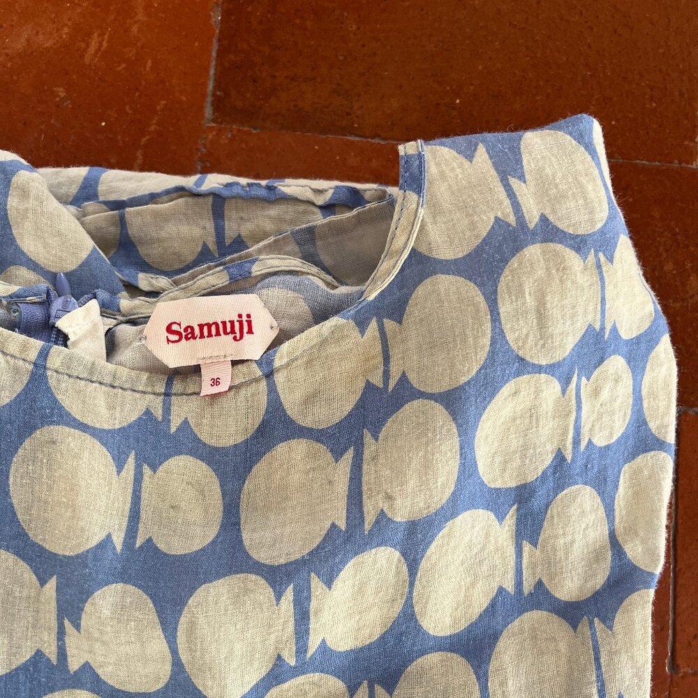 Samuji Linen | Ramie Fish Long Maxi Dress Dress with | Pockets | Zipper |Size 36